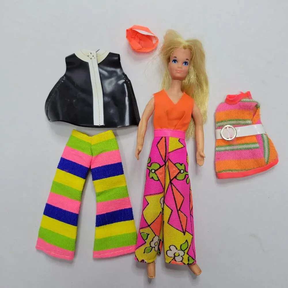 Mattel Rock Flowers Heather Doll 6.5” w/ extra outfits hat vest pants Mini Dress